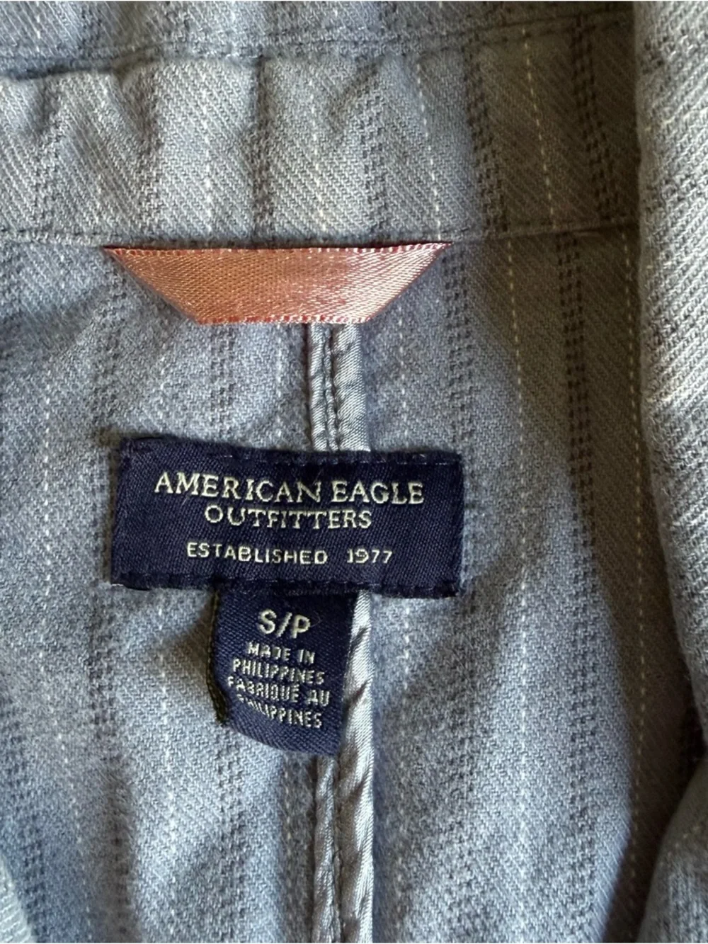 American Eagle Outfitters Light Gray Pinstripe Cotton Blazer